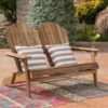Outdoor Adirondack Rocking Loveseat With Hand Crafted Details - Natural - Image 2