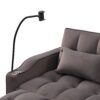 Modern Velvet Loveseat Futon Sofa W / Pullout Bed, Adjustable Reclining Backrest, Toss Pillows - Dark Gray - Image 16
