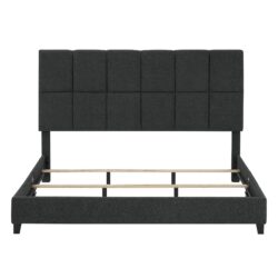 King Size Squares Upholstered Platform Bed - Gray