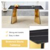 Patterned Slab Dining Table With Golden Stainless Steel Butterfly Legs - Black / Gold - Image 6