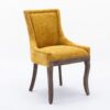 Ultra Side Dining Chair, Thickened Fabric Chairs With Neutrally Toned Solid Wood Legs, Bronze Nail Head (Set of 2) - Golden Yellow - Image 4