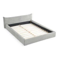 Modern Queen Size Upholstered Bed Frame With Curved Headboard, Velvet Fabric, No Box Spring Required - Gray