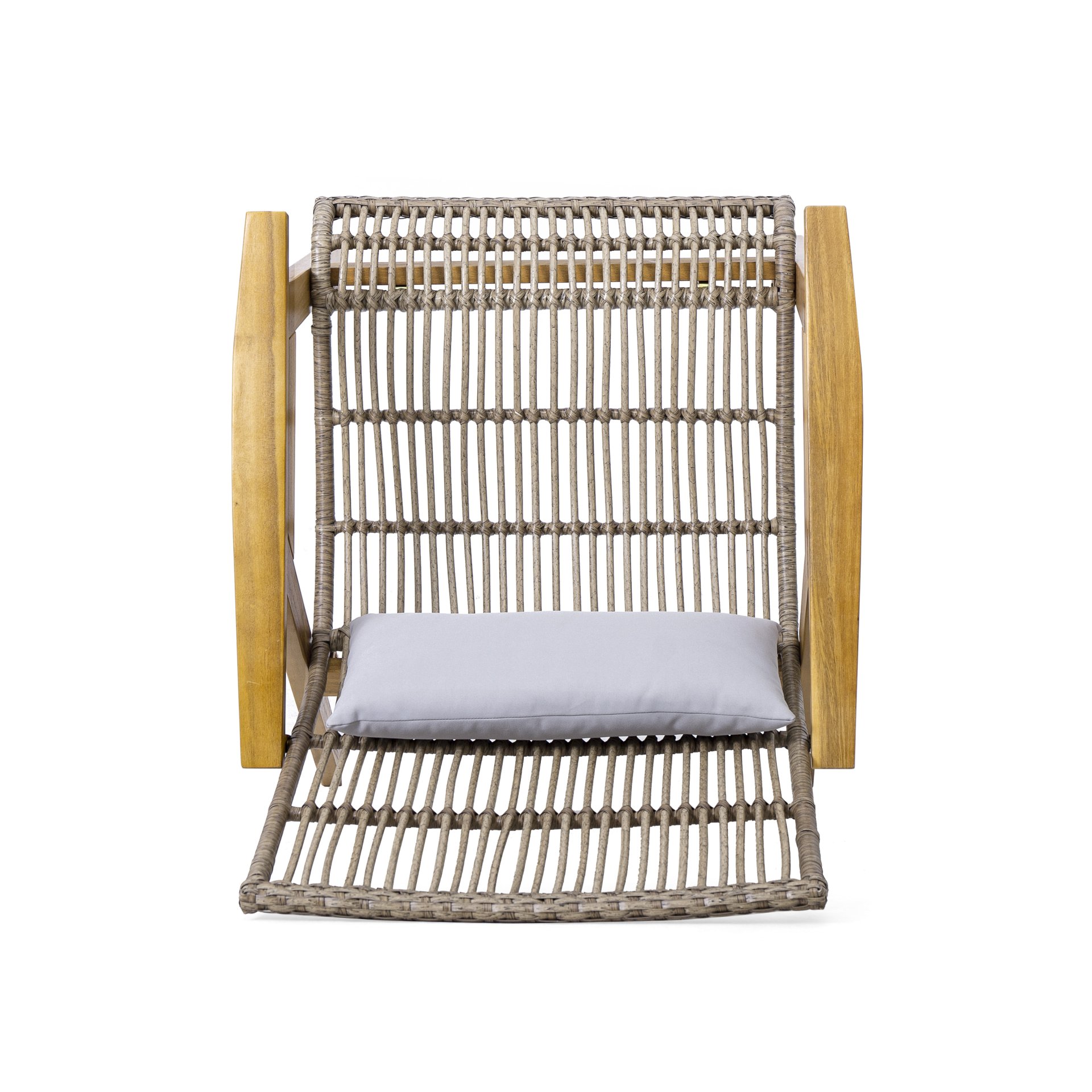 Acacia Wood Cape Woven Wicker Large Lounge Chair With Pillow For Patio, Deck, Yard, Lawn And Garden Seating Wicker (Set of 2) - Teak - Image 17
