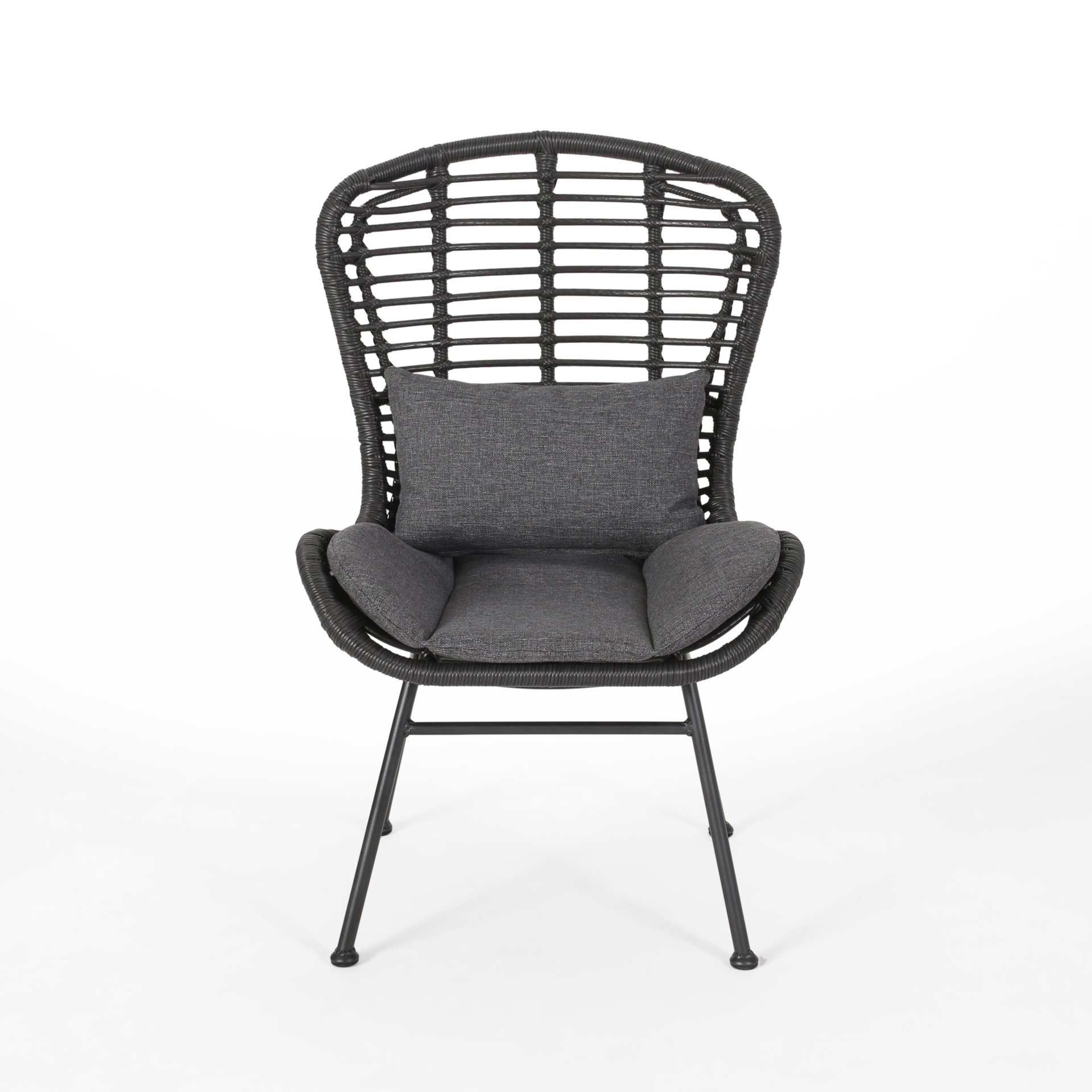 Calypso - Outdoor Chair With Water Resistance Cushion And Iron Frame - Gray - Image 5
