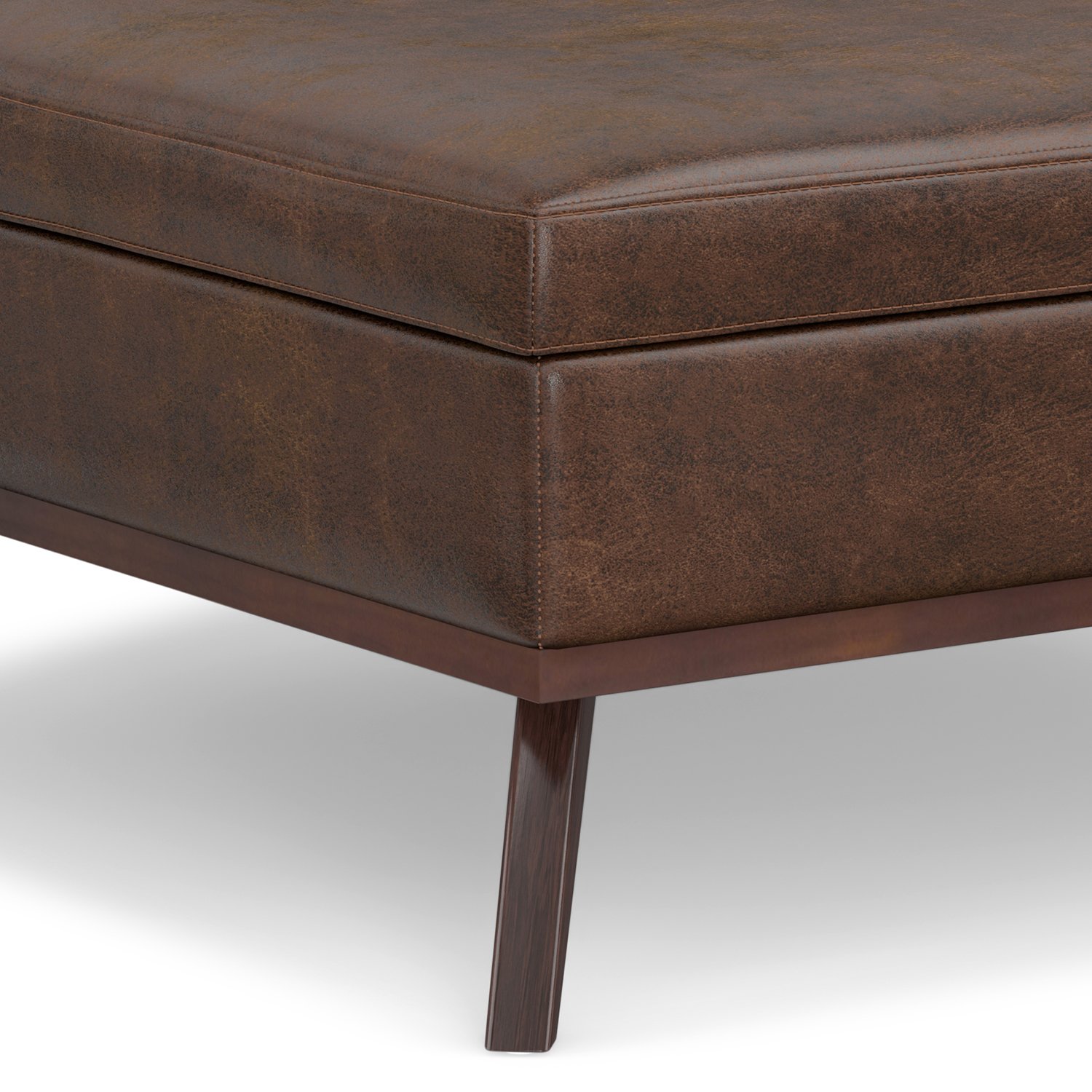 Owen - Extra Large Square Coffee Table Storage Ottoman - Distressed Chestnut Brown - Image 5