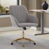 Adjustable Office Chair, Ergonomic Swivel Chair Velvet, Comfortable For Long Sitting - Gray - Image 9