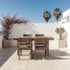 5 Piece Outdoor Dining Set For 4, Patio Table With Umbrella Hole And 4 Armrest Chairs For Backyard, Lawn, Deck, Or Poolside - Brown - Image 2