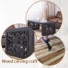 Solid Carved Wood Coffee Table, Handcrafted Look With Ornate Side Panels - Black - Image 11