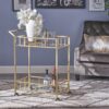 Modern Metal And Glass Bar Cart With Rolling Casters - Gold - Image 6