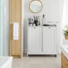 Tilted Laundry Hamper With Removable Basket, Hidden Laundry Hamper, Bathroom Storage Cabinet, Free Standing Organizer - White - Image 7