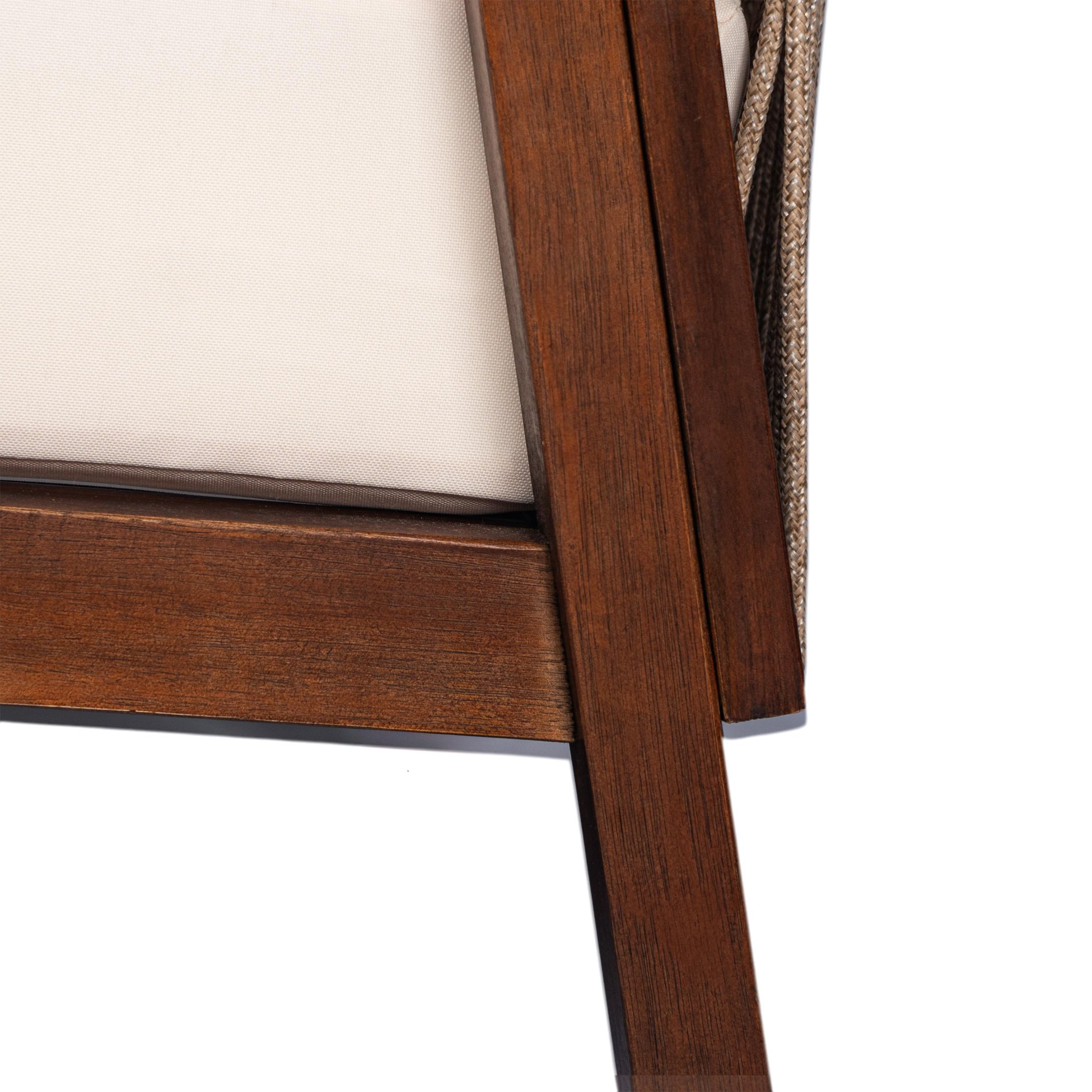 Outdoor Lounge Chair With Woven Backrest, Solid Wood Frame, Comfortable Cushions - Walnut - Image 17