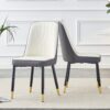 Modern Dual Tone Dining Chair With Backrest And Metal Legs (Set of 2) - White / Gray - Image 9