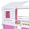 Full Size Bunk House Bed With Tent - Pink / White - Image 15