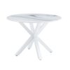 Table Cross Leg Mid-Century Dining Table For 4 - 6 People With Round MDF Table Top, Pedestal Dining Table, End Table Leisure Coffee Table - White - Image 6