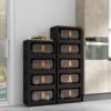 Folding Storage Cabinet 5 Tier Wide Plastic With Magnetic Doors And Wheels - Black - Image 8