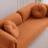 Modern Lamb Wool Sofa With Decorative Throw Pillows For Small Spaces - Orange - Image 6