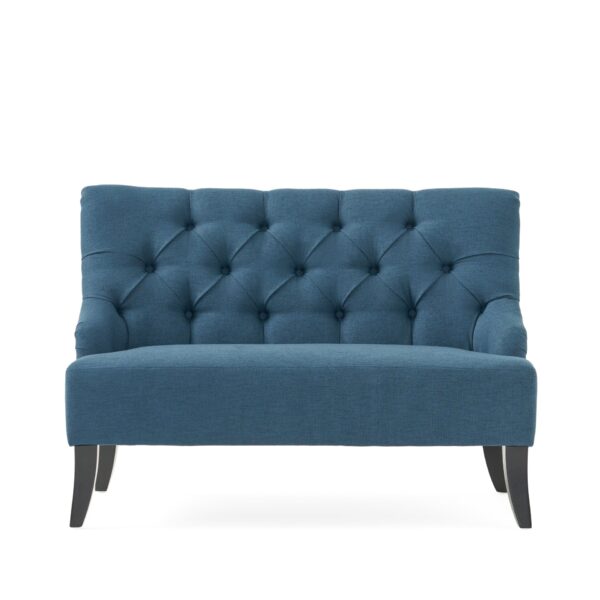 Nicole - French Style Upholstered Loveseat With Tufted Backrest - Navy Blue