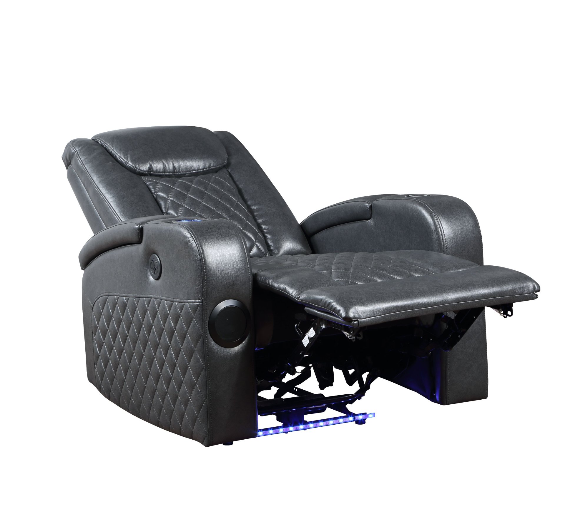 Alair - Leather Aire Power Motion Recliner With Bluetooth, Wireless Charger Cupholder - Dark Gray - Image 2
