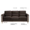 Comfortable Solid Wood Three-Seater Sofa, Soft Cushions, Durable And Long-Lasting, Sofa Couch For Living Room - Brown - Image 5