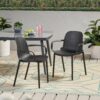 Roxanne - Outdoor Stacking Dining Armchair (Set of 2) - Black - Image 2