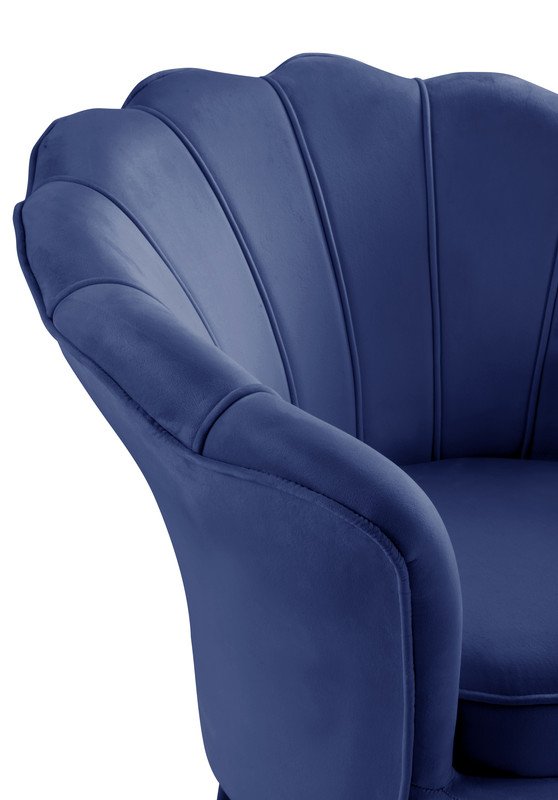 Angelina - Velvet Scalloped Back Barrel Accent Chair With Metal Legs - Blue - Image 6
