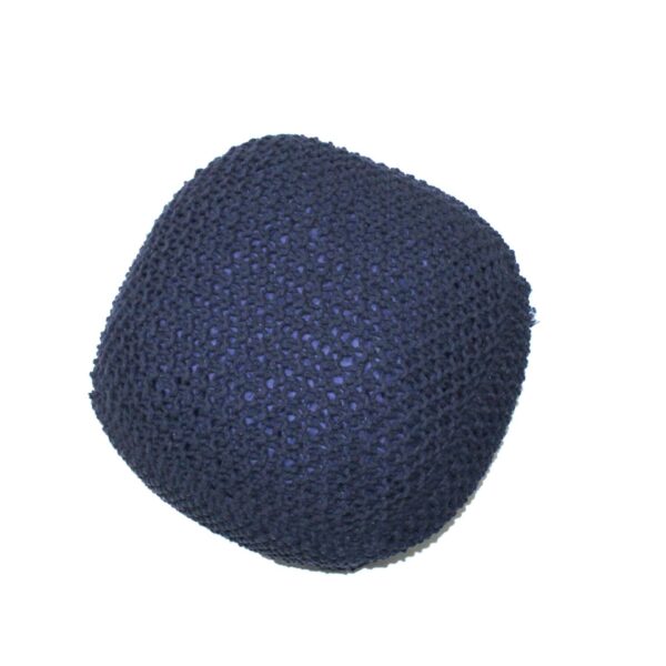 Handmade Semi Rounded Cable Knitted Pouf 100% Cotton Seating And Footrest For Living Room Or Bedroom - Dark Blue