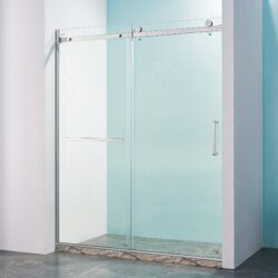 Semi-Frame Single Sliding Shower Door, 304 Stainless Steel, 5 / 16" (8Mm) Thick Sgcc Tempered Clear Glass - Brushed Nickel