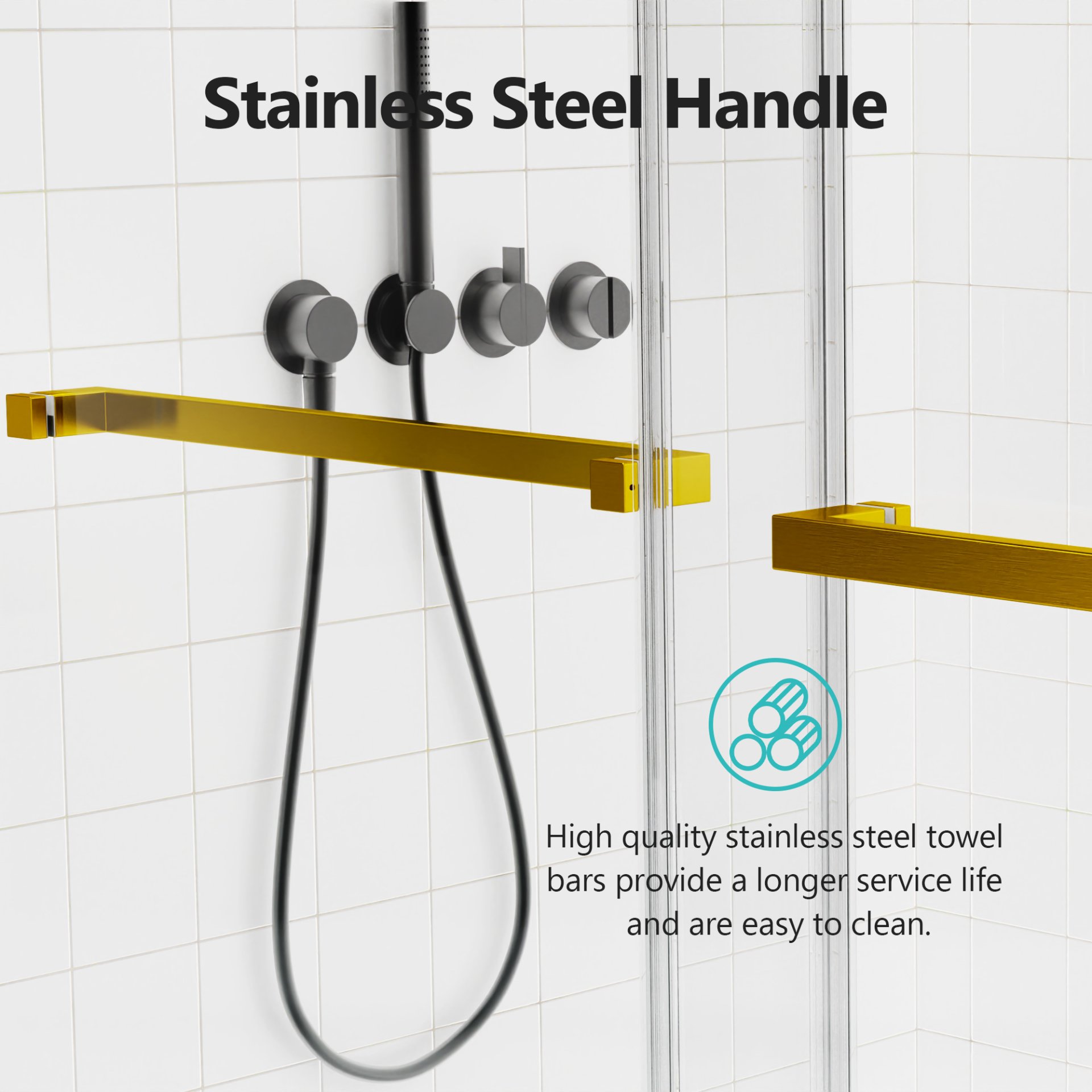 Frameless Double Sliding Soft Close Shower Door - Brushed Gold - Image 6