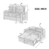 Modern Loveseat Pull Out Sofa Bed With Adjustable Backrest, Two Cup Holders, A Phone Holder, Three Charging Ports And Side Storage Pockets For Living Room - Beige - Image 3