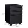 Contemporary 3 Drawer Mobile Filing Cabinet With Lock, Metal Office Storage For Legal / Letter Size - Black - Image 3