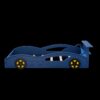 Wooden Race Car Bed, Car Shaped Platform Twin Bed With Wheels For Teens - Blue / Yellow - Image 6