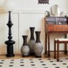 Desktop Vase, Classic And Neat Floor Vase, High Independent Flower Stand, Home Decoration Flower Stand (Set of 3) - Brown White - Image 18