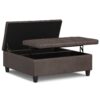 Harrison - Large Square Coffee Table Storage Ottoman - Distressed Brown - Image 3
