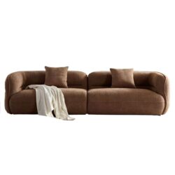 Sectional Sofa With Durable Fabric, Solid Wood Frame, And High Density Sponge Fill - Camel