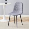 Luxury Simple Chair Linen Cotton High Resilience Dining Chair With Black Metal Legs (Set of 4) - Light Gray - Image 9