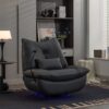 270 Swivel Glider Recliner Chair, Power Recliner Rocking Chair, USB Port Charge For Nursery Chair With Atmosphere Lamp For Living Room Bedroom Apartment - Dark Gray - Image 4