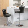 Swivel Barstools Adjusatble Seat Height From 25-33", Modern Upholstered Chrome Base Bar Stools With Backs Comfortable Tufted For Home Pub And Kitchen Island - Dark Gray - Image 17