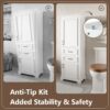 Freestanding Bathroom Vanity Tall With Damping Hinge Doors, Adjustable Shelves - White - Image 9