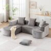 Modular Sectional Sofa With L Shape Chaise, Cloud Sectional Modern Sleeper Couch With Deep Seat, Sponge Compression Sofas - Gray - Image 4