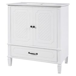 Vintage Style 30" Bathroom Vanity With Sink, Multi Functional Storage, Soft Closing Door - White