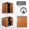 Outdoor Metal Storage Shed With Metal Floor Base, With Window - Coffee - Image 3