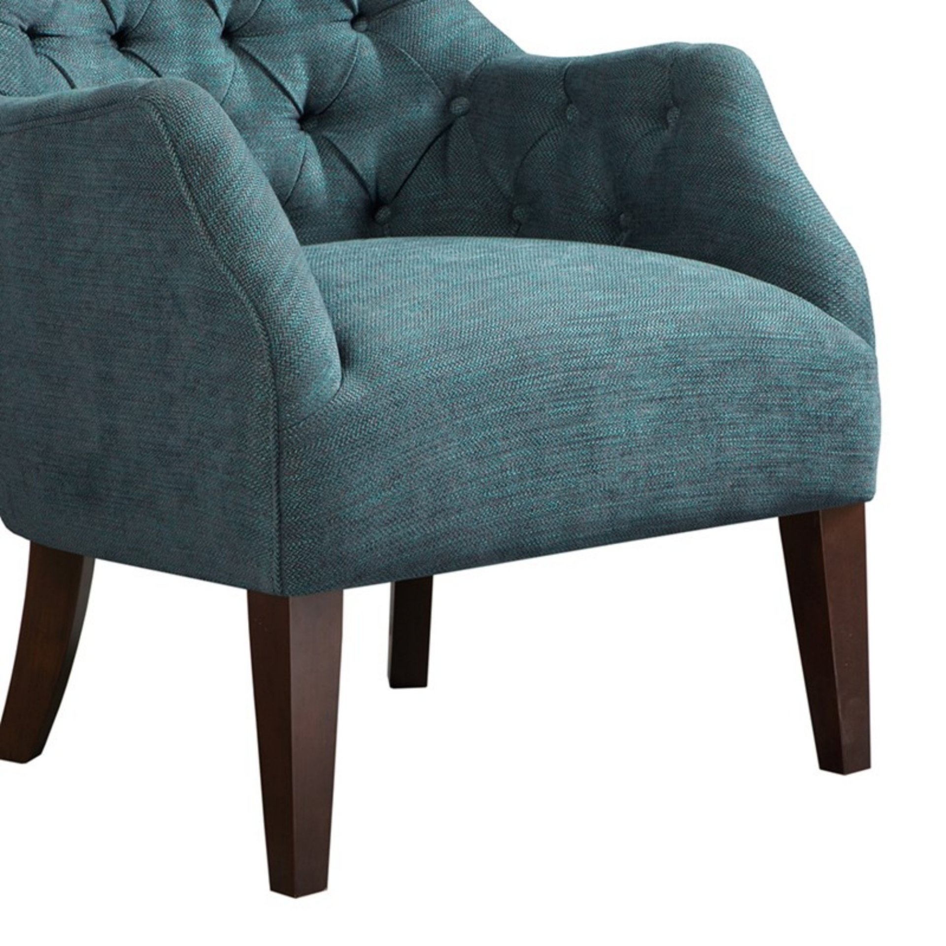 Hannah - Button Tufted Wing Chair With Birch Legs - Dark Green - Image 4