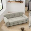 Modern Pet Sofa With Backrest And Armrests Linen Fabric For Medium And Large Dogs - Beige - Image 3