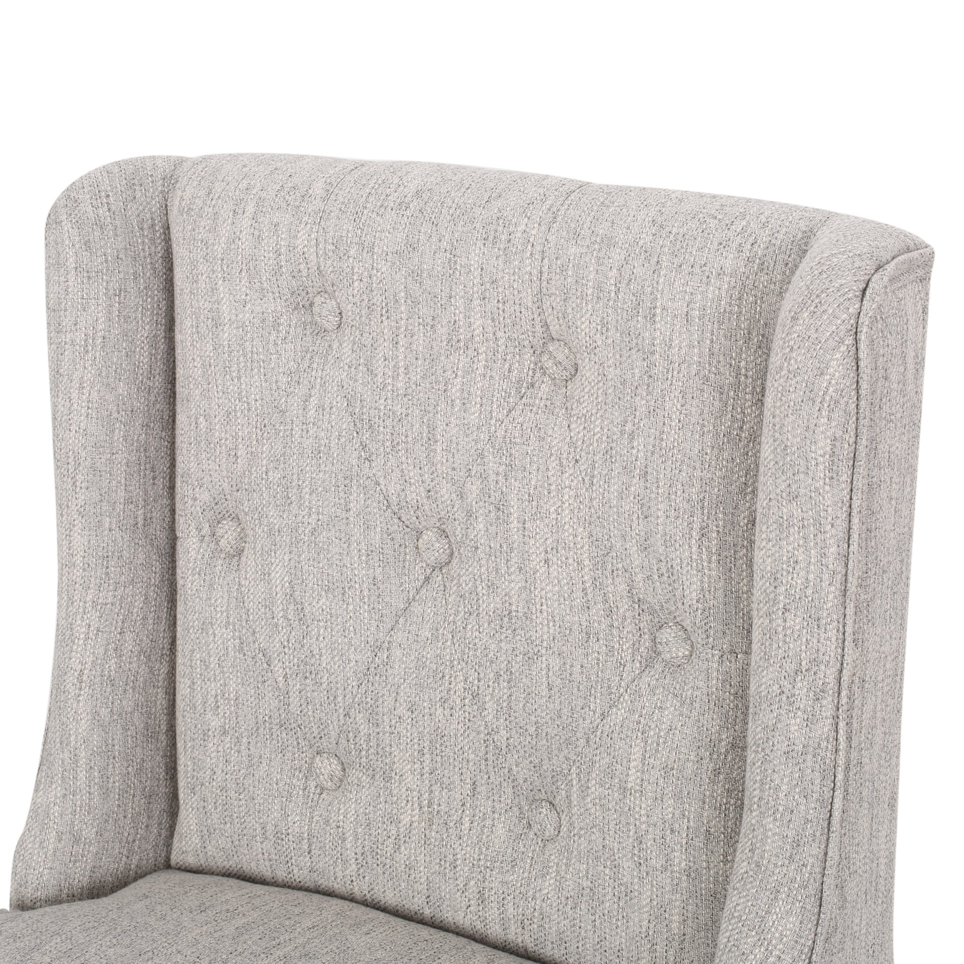 Vienna - Contemporary Fabric Tufted Wingback Counter Stools, (Set of 2) - Light Gray / Natural - Image 15