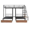Full Over Twin-Twin Triple Bunk Bed With Drawers And Staircase - Black - Image 5