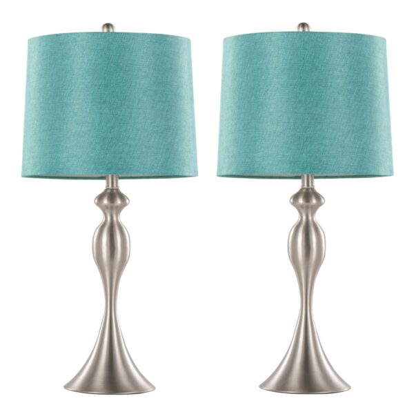 Ashland - Contemporary Table Lamp (Set of 2) - Nickel / Turquoise