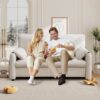 Minimalist Sofa 800Lbs Down Filled, Multiple Colors, Chenille, Living Room & Bedroom - Beige - Image 7