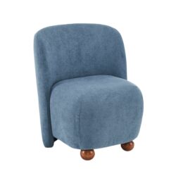 Modern Low Back Accent Chair, Upholstered Armless Living Room Chairs, Round Pine Wood Feet, For Small Living Spaces, Living Room - Blue