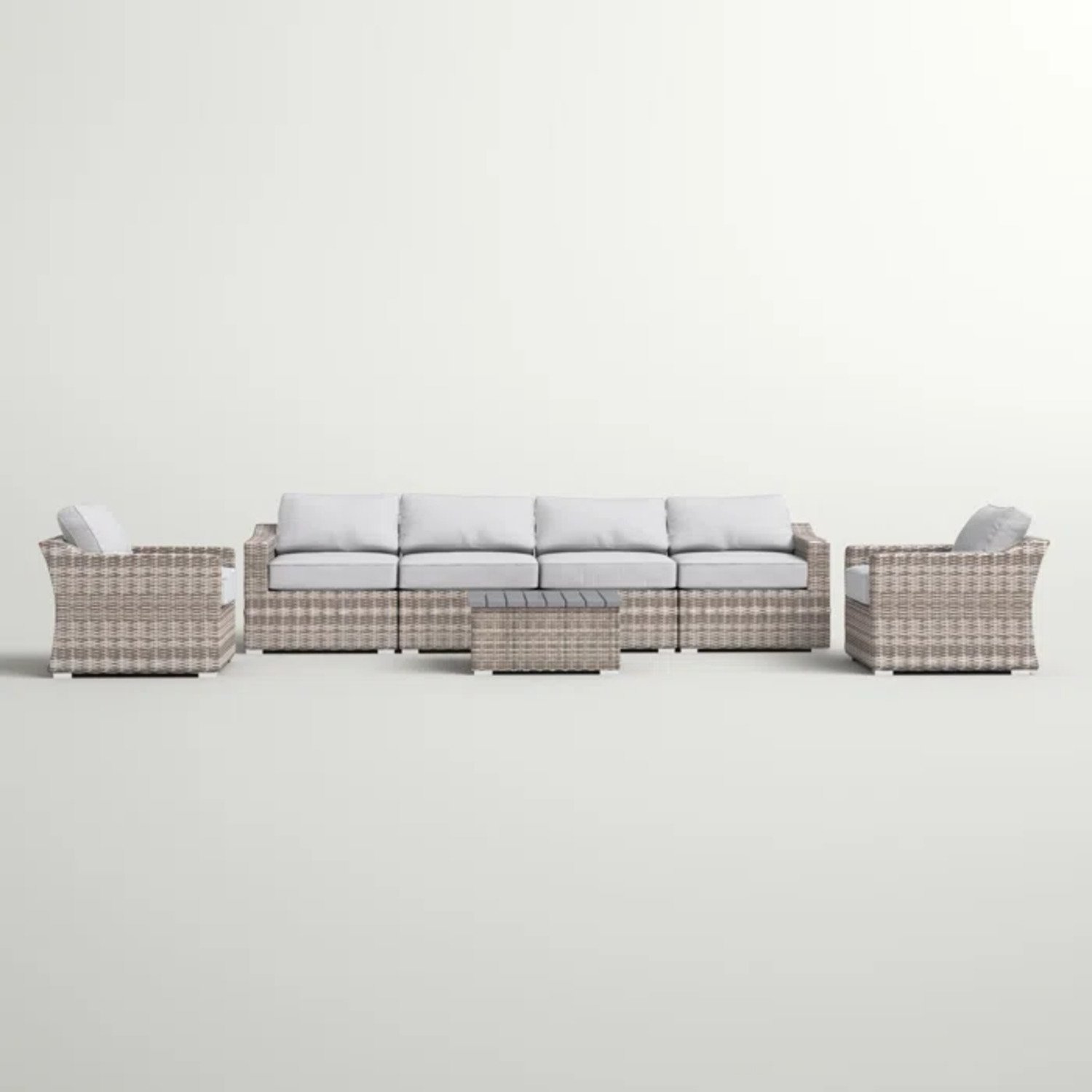 6 Person All Weather Sectional Seating Group With Cushions - Gray Mix - Image 5