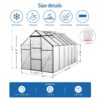 Polycarbonate Greenhouse Raised Base And Anchor Aluminum Heavy Duty Walk-In Greenhouses For Outdoor Backyard In All Season - Black - Image 3